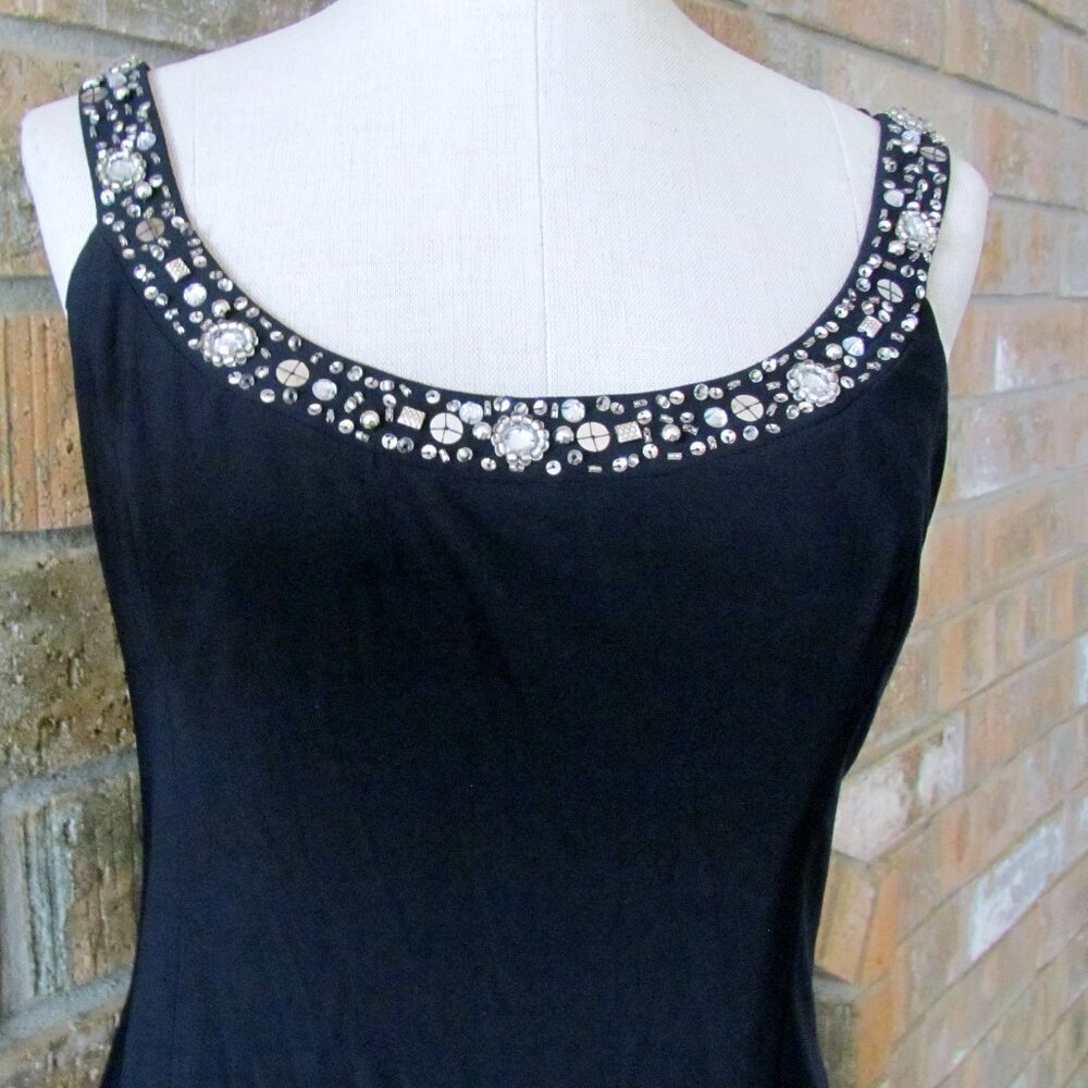 NAVY BLUE FORMAL MAXI, 12, ALEX EVENINGS, BLING STRAPS, FLARED GALA BALL GOWN - Picture 2 of 6